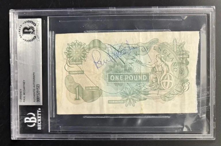 Paul McCartney Beatles Signed Autograph Beckett COA Slabbed Rare One Pound Note