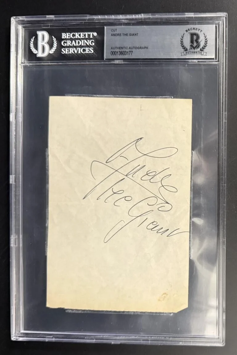 Andre The Giant Signed Autograph Beckett Slabbed Full Signature - WWF Wrestling