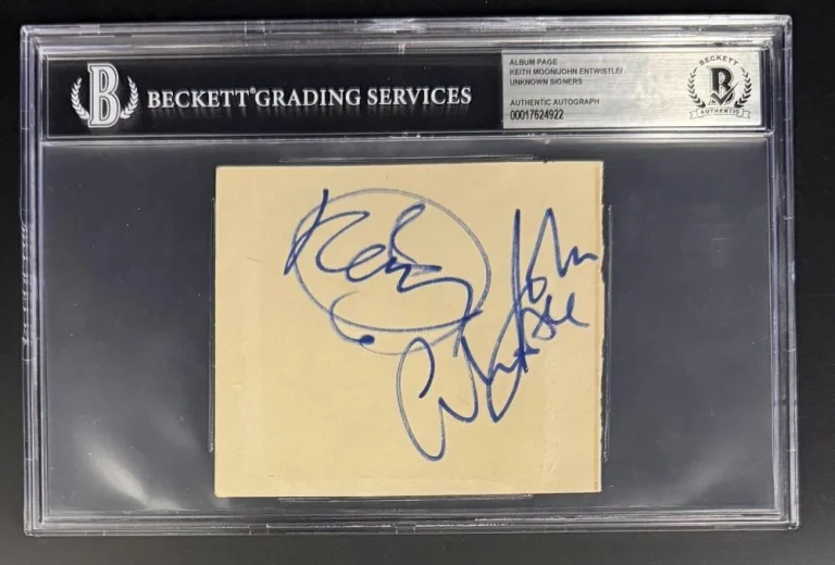 Keith Moon John Entwistle The Who Signed Autograph Beckett COA Slab Album Page