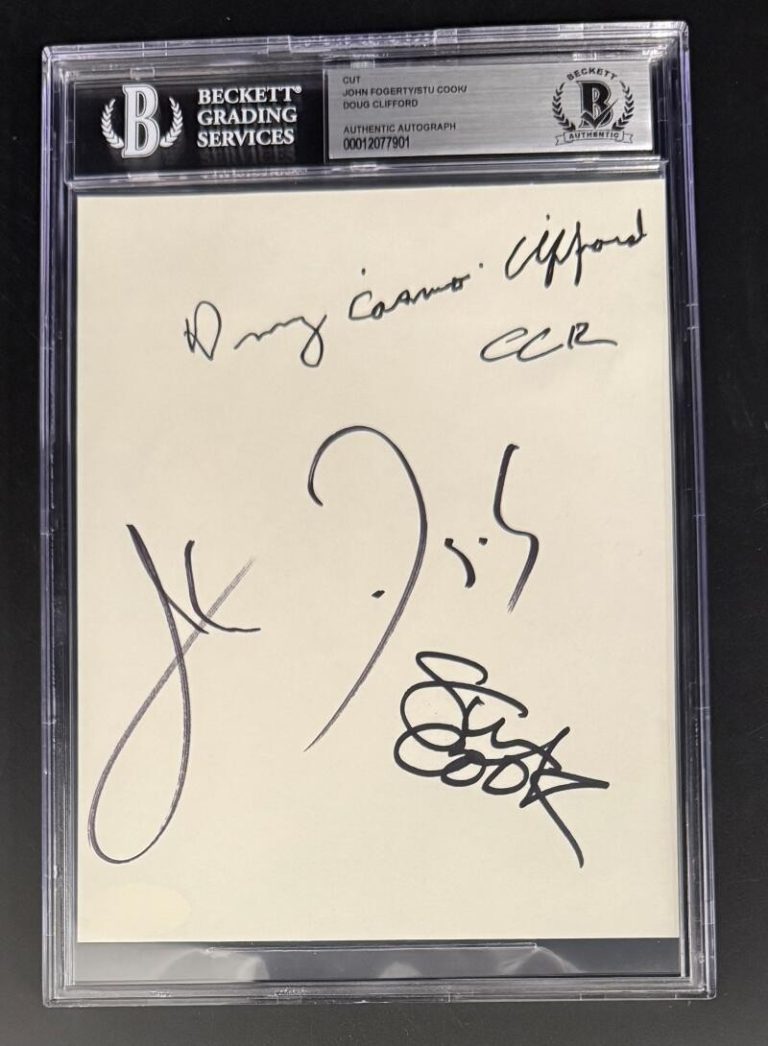 Creedence Clearwater Revival Signed Beckett COA Slabbed Card - John Fogerty +2
