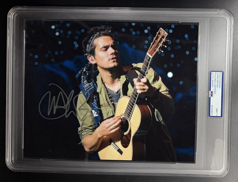 John Mayer Signed Autograph Guitar Stage PSA/DNA COA 8x10 Slabbed Photo MINT 9
