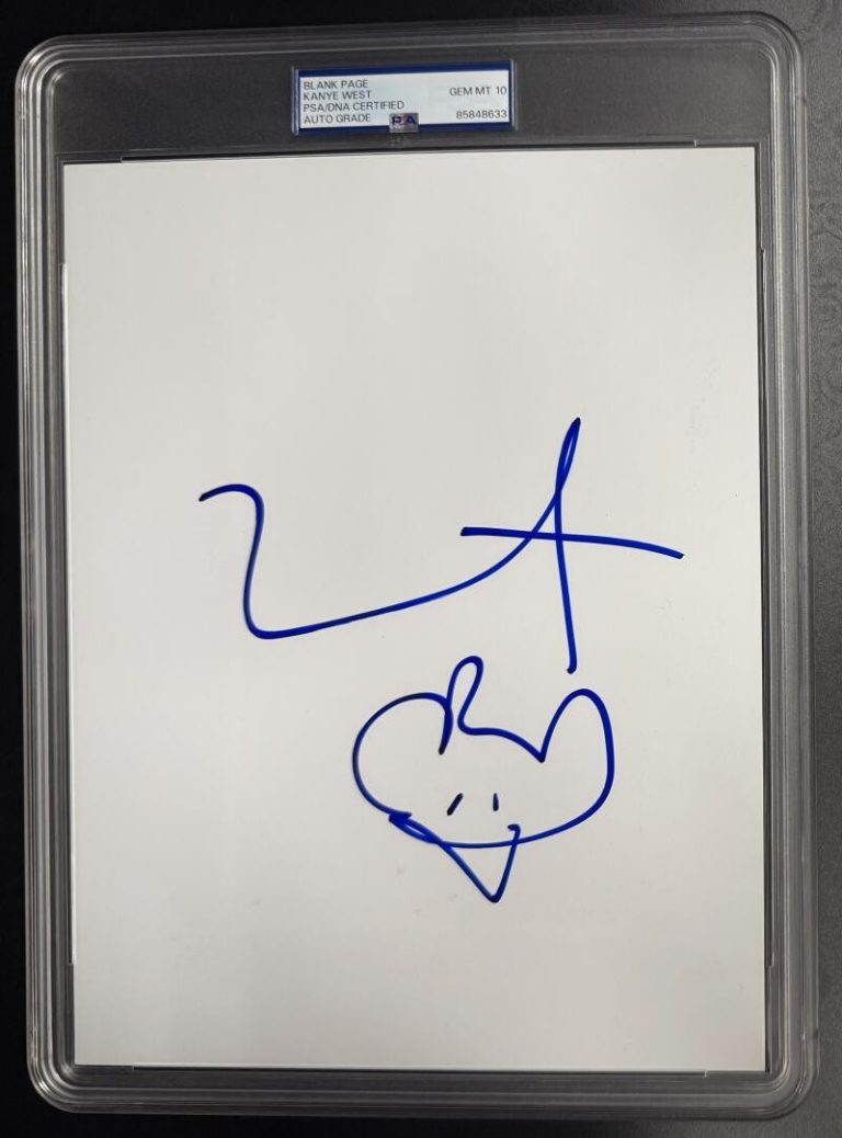 Kanye West Signed Autograph PSA/DNA Slabbed Dropout Bear Art Sketch GEM MINT 10