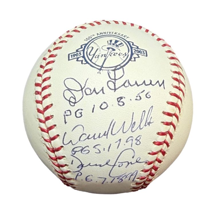 David Cone Wells Larsen Signed Autograph New York Yankees 100th Anniversary OMLB