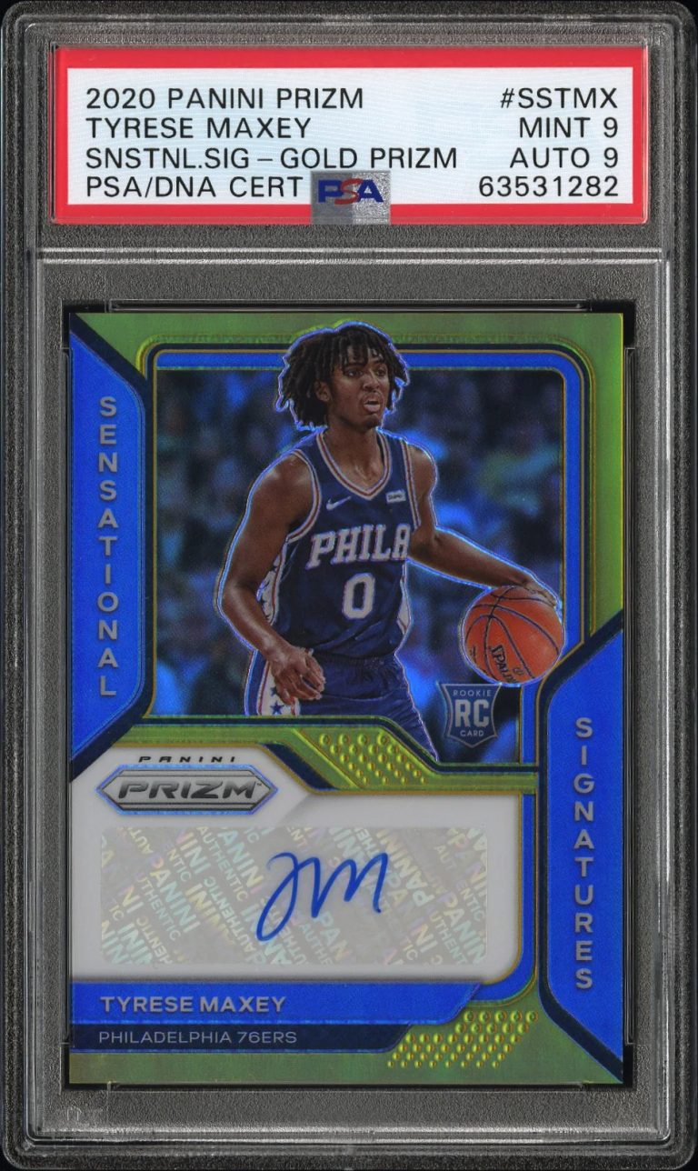2020 Panini Prizm SNSTNL Sig Snstnl SIG GLD PRZ #SSTMX Tyrese Maxey Card PSA 9