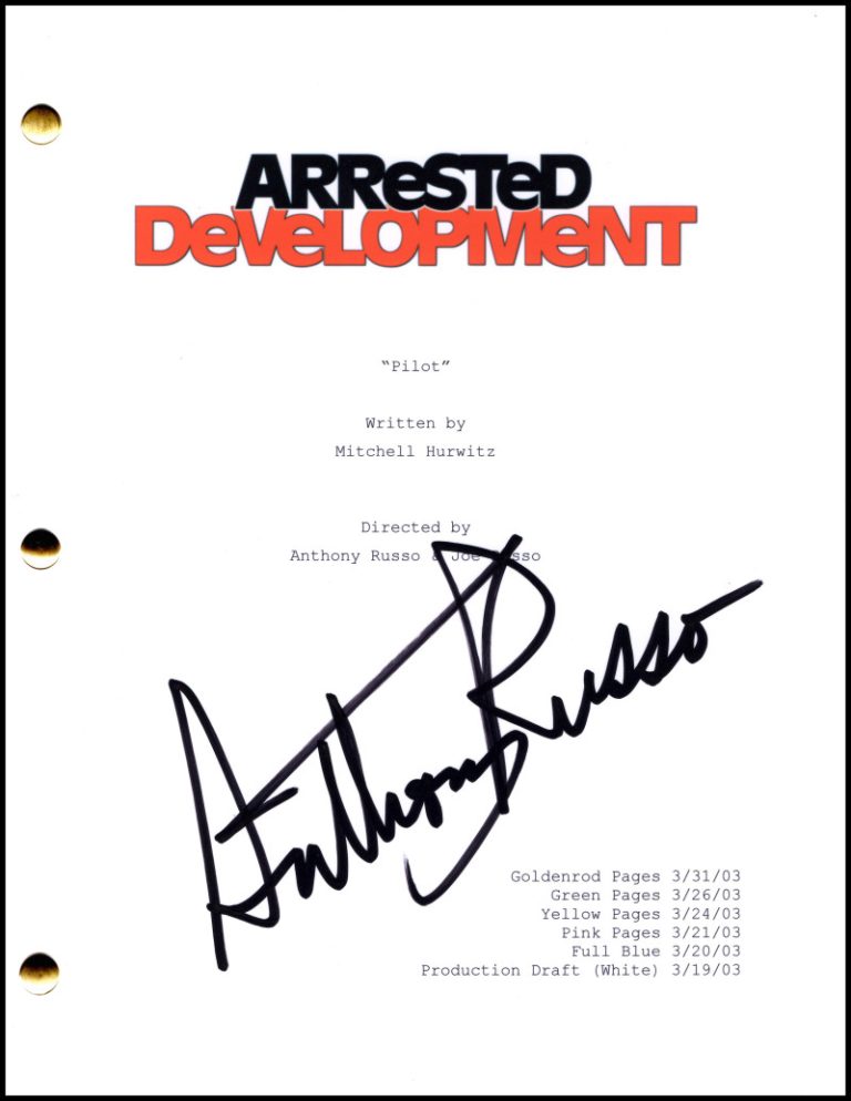 Anthony Russo Signed Autograph Arrested Development Full Pilot Script Screenplay