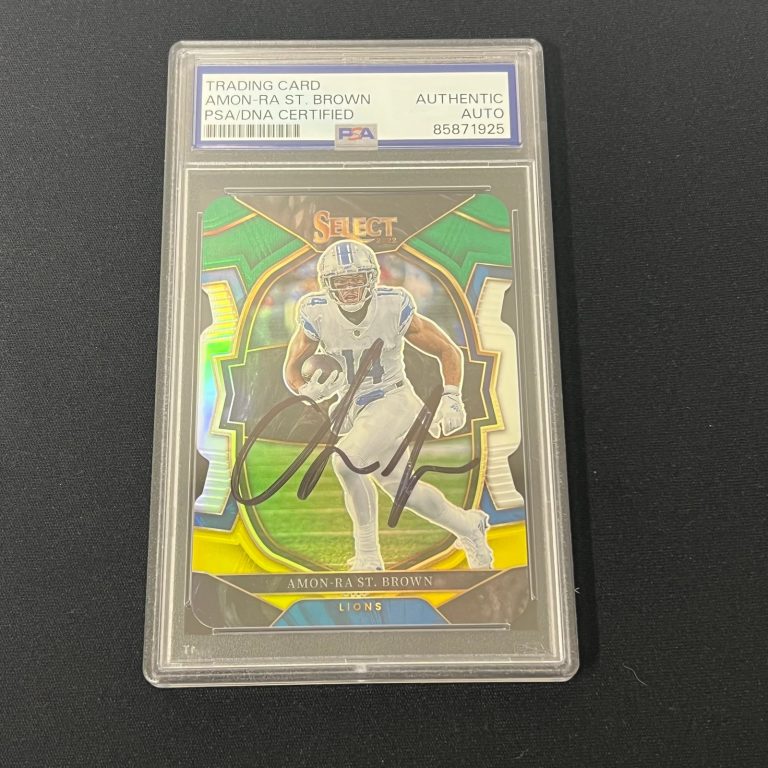 2022 Panini Select Football#58 Amon-Ra St. Brown Signed Card Auto PSA Slabbed