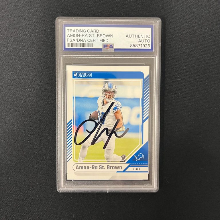2024 Panini Donruss Football#139 Amon-Ra St. Brown  Signed Card Auto PSA Slabbed