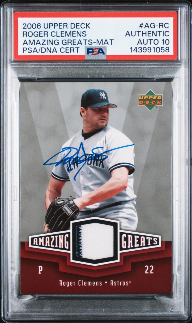 2006 Upper Deck Amazing Mat#AG-RC Roger Clemens Signed Card Auto 10 PSA  Slabbed