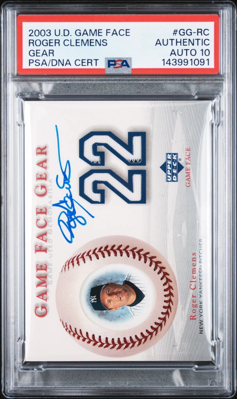 2003 Upper Deck Game Face #GG-RC Roger Clemens Signed Card Auto 10 PSA  Slabbed