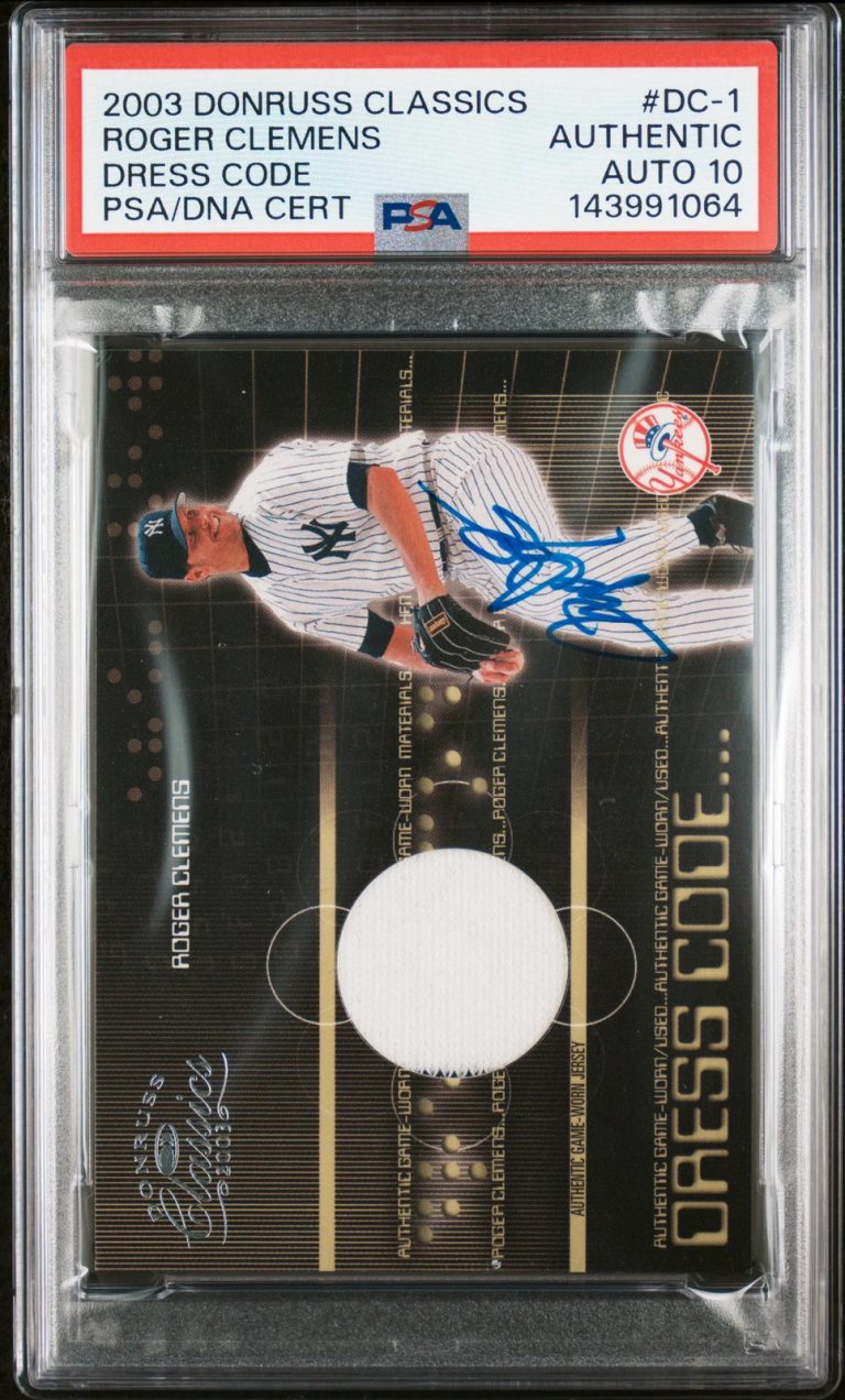 2003 Donruss Classics Dress Code #DC-1 Roger Clemens  Signed Card Auto 10 PSA