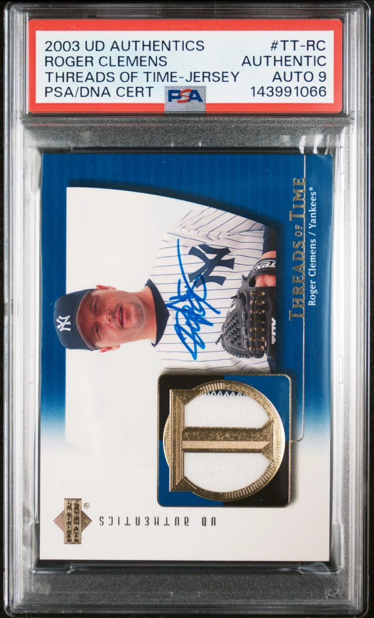 2003 UD Authentics Threads Of Time#TT-RC Roger Clemens Signed Card Auto 9 PSA