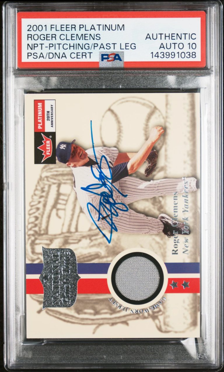 2001 Fleer Platinum National Patch  Roger Clemens Signed Card Auto PSA Yankees