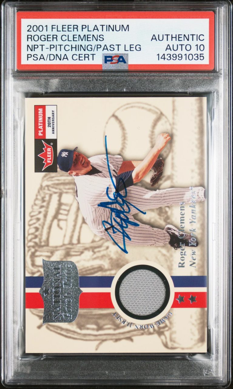 2001 Fleer Platinum National Patch Roger Clemens Signed Card Auto 10 PSA Yankees