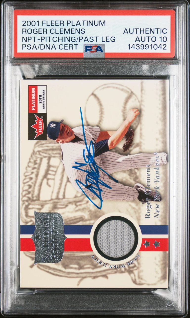2001 Fleer Platinum National Patch Roger Clemens Signed Card Auto 10 PSA Yankees