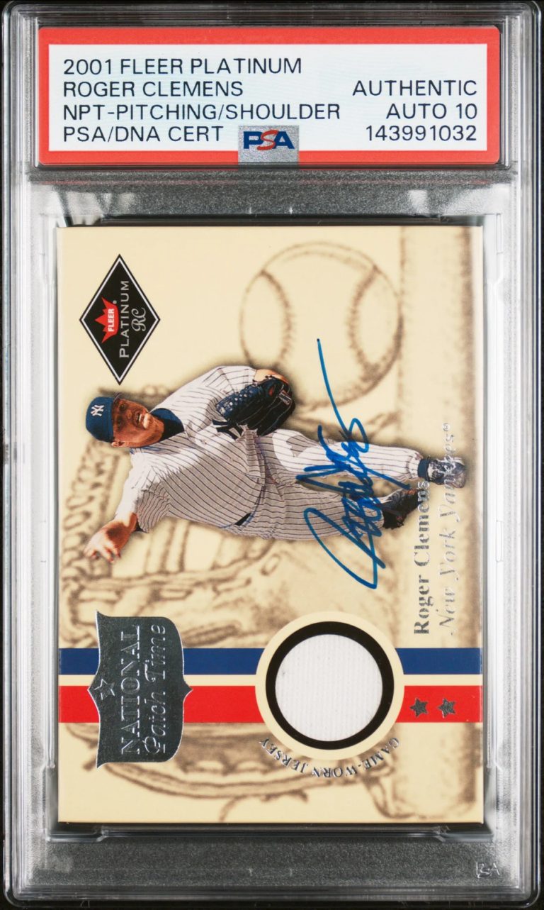 2001 Fleer Platinum National Patch Roger Clemens Signed Card Auto 10 PSA Yankees