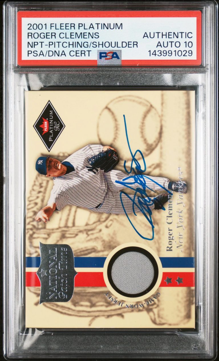 2001 Fleer Platinum National Patch Roger Clemens Signed Card Auto 10 PSA Yankees