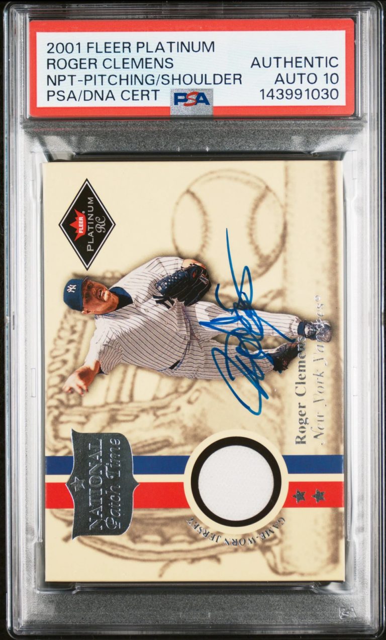 2001 Fleer Platinum National Patch Roger Clemens Signed Card Auto 10 PSA Yankees