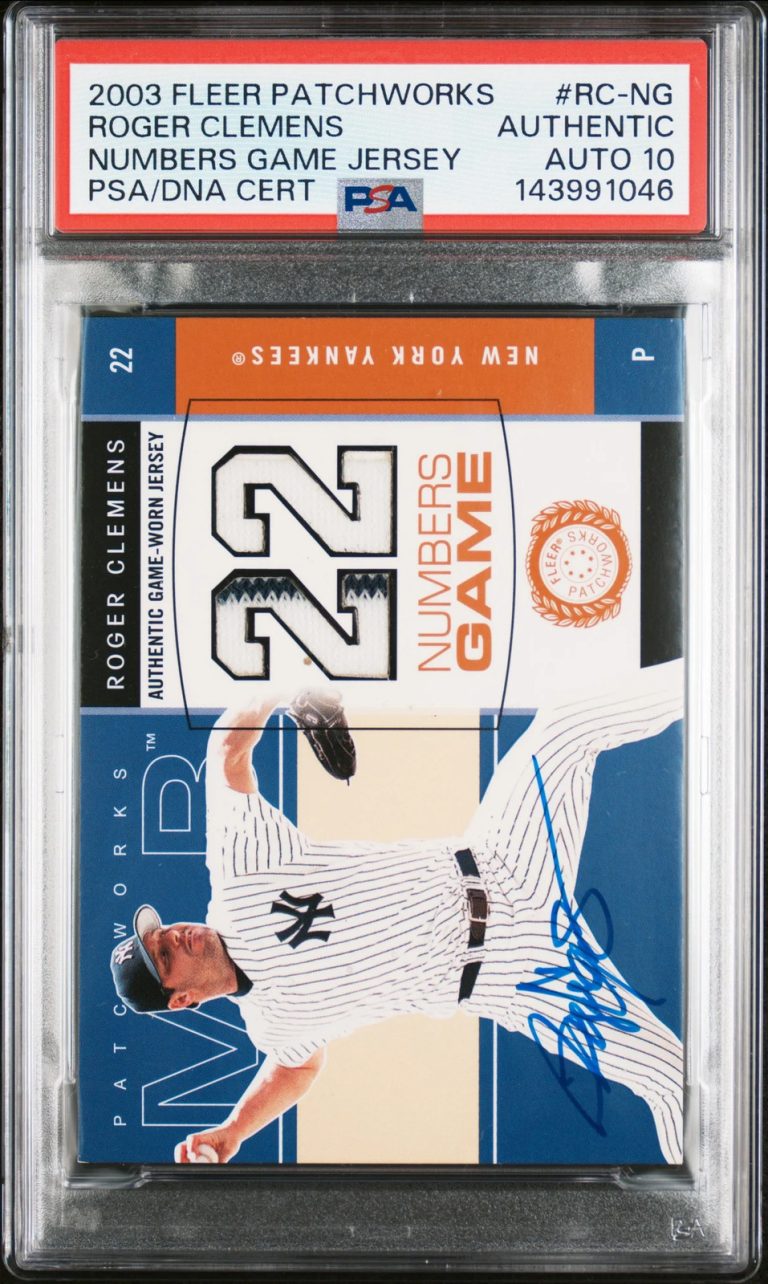 2003 Fleer Patchworks Numbers #RC-NG Roger Clemens Signed Card Auto 10 PSA Yanke