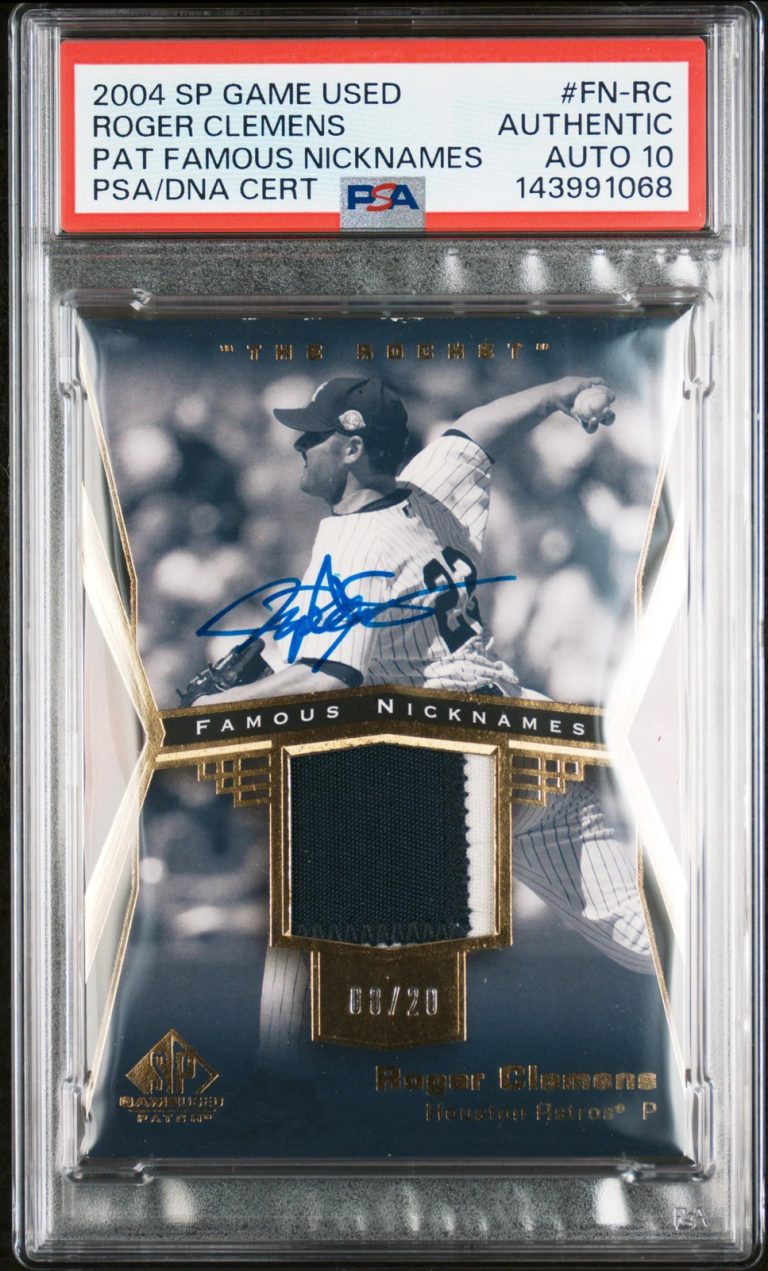 2004 SP Game Used Patch #FN-RC 08/20 Roger Clemens Signed Card PSA Auto 10 Yanke