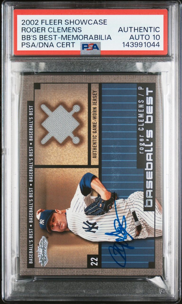 2002 Fleer Showcase Baseball's #22 Roger Clemens  Signed Card Auto 10 PSA Yankee