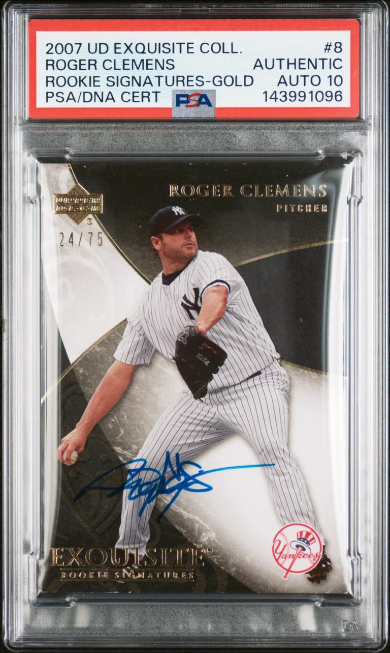 2007 UD Exquisite Collection Gold#8 24/75 Roger Clemens Signed Card Auto 10 PSA