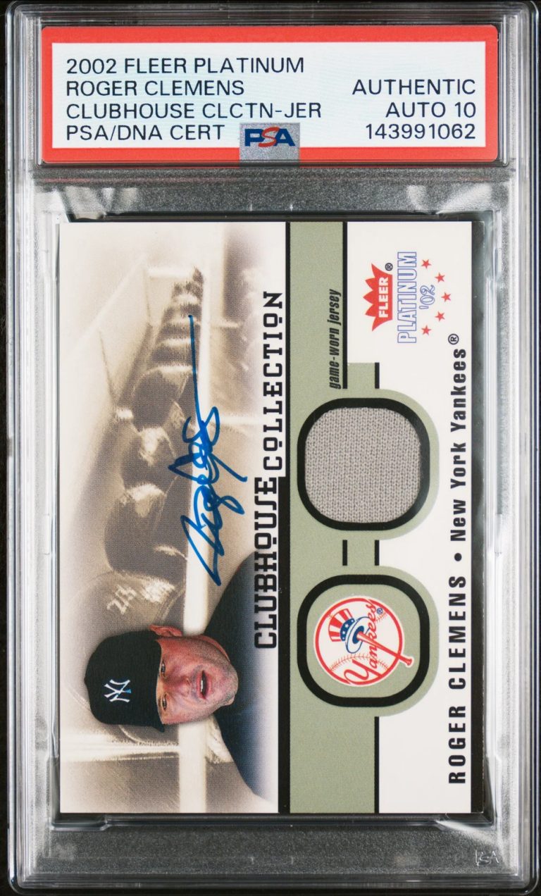 2002 Fleer Platinum Clubhouse Coll. Roger Clemens Signed Card Auto 10 PSA Yankee