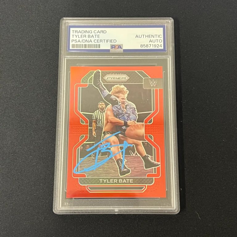 2022 Panini Prizm WWE#122 Tyler Bate Signed Card Auto PSA Slabbed