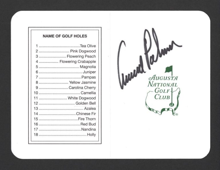 Arnold Palmer Signed Autograph Augusta National Masters Scorecard - JSA COA