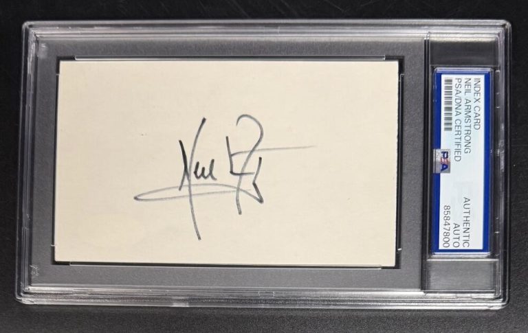 Neil Armstrong USA Astronaut Signed Autograph PSA/DNA Slabbed Moon Note Cut Card