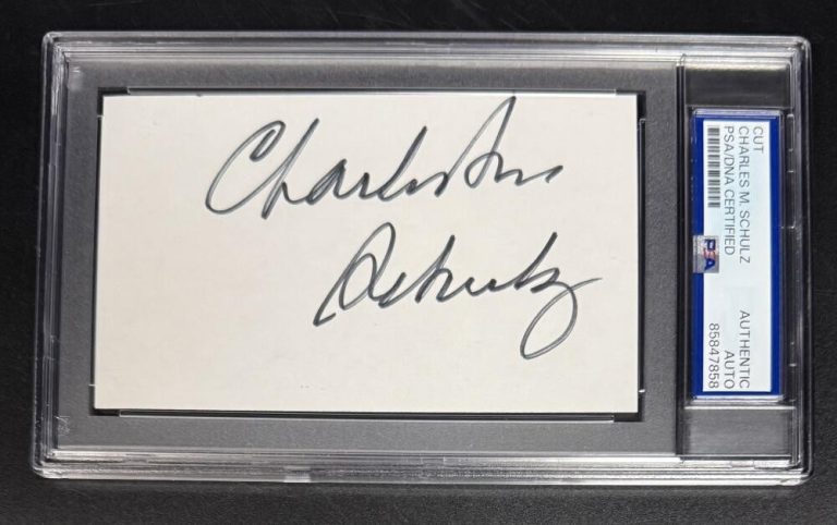 Charles M. Schulz Snoopy Signed Autograph PSA/DNA Slabbed Encapsulated Cut Card