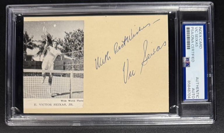 Vic Seixas Signed Autograph PSA/DNA Slabbed 3x5 Custom Index Card - Tennis Icon