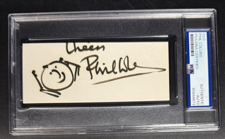 Phil Collins Genesis Signed Autograph PSA/DNA Slabbed Original Art Sketch Cut