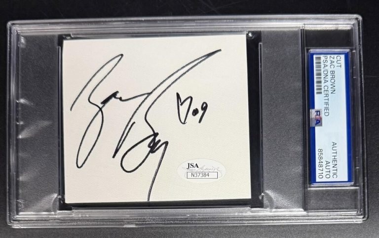 Zac Brown Signed Autograph PSA/DNA Slab Encapsulated Sketch Cut Note Card COA