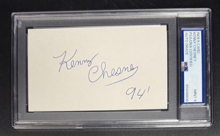 Kenny Chesney Signed Autograph PSA/DNA Slabbed Full Name 1994 Cut Card COA MT 9