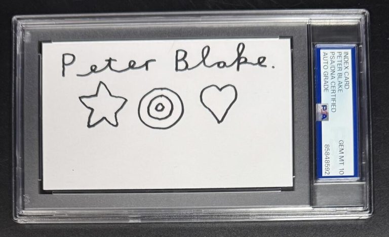 Peter Blake Signed Autograph PSA/DNA Slabbed Sketch Cut Card COA Gem Mint 10