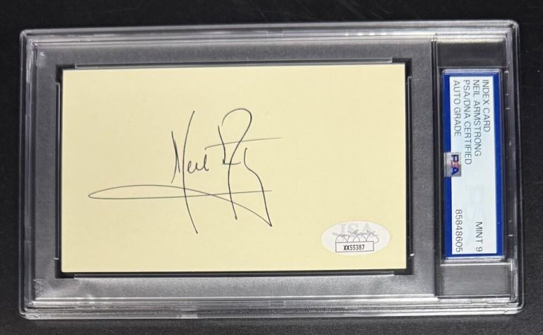 Neil Armstrong US Astronaut Signed Autograph PSA/DNA Slabbed Moon Cut Card MT 9