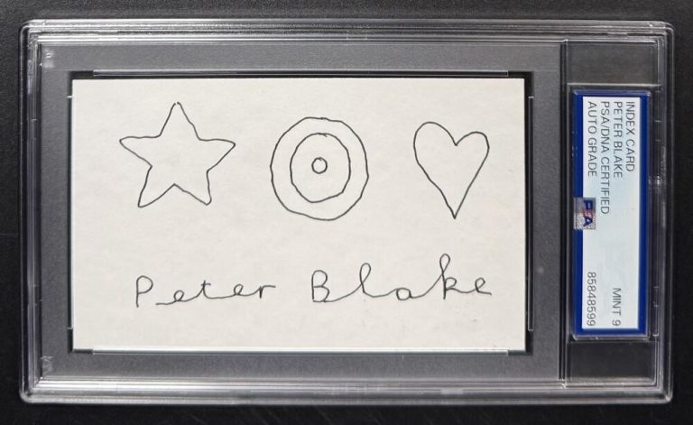 Peter Blake Signed Autograph PSA/DNA Slabbed Sketch Cut Card COA Mint 9