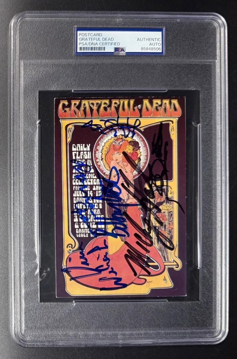 Grateful Dead X6 Band Signed Autograph PSA/DNA Postcard - Welnick Weir Lesh