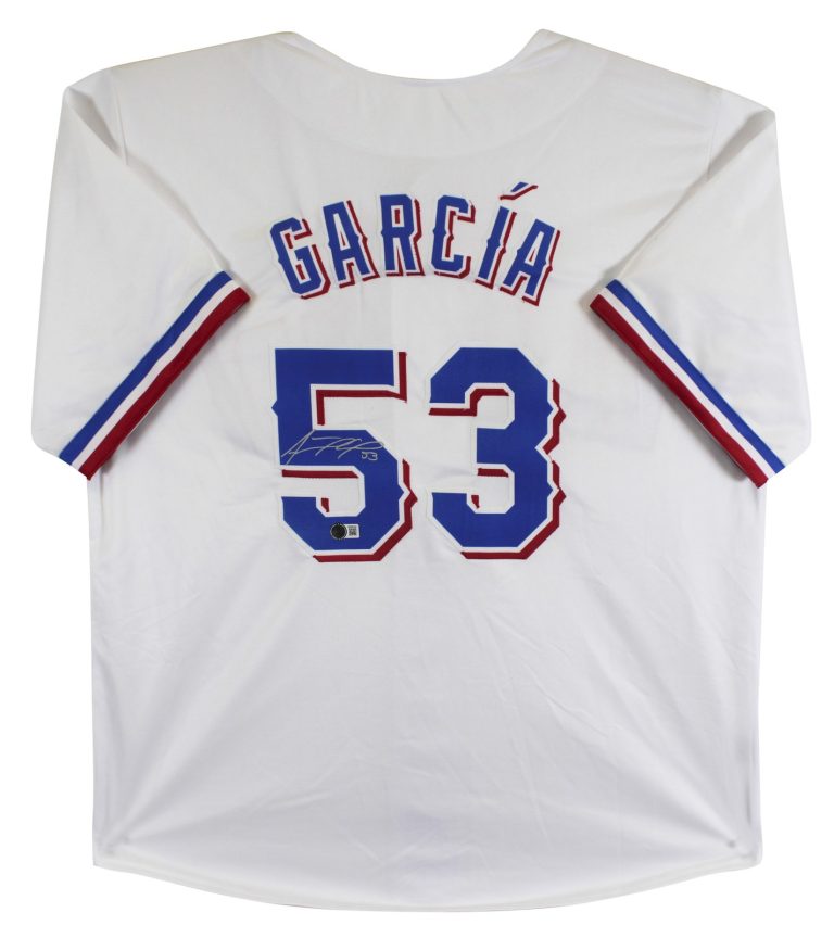 Adolis Garcia Authentic Signed White Pro Style Jersey BAS Witnessed