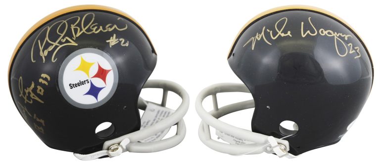 Steelers (3) Bleier, Wagner, Fuqua Signed VSR4 Rep Mini Helmet JSA #AZ44236
