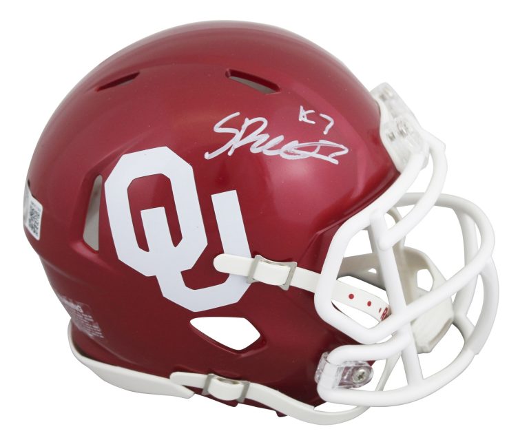 Oklahoma Spencer Rattler Authentic Signed Speed Mini Helmet BAS #WK83789