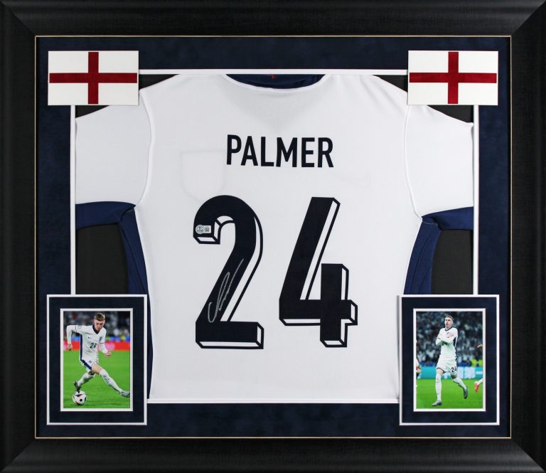 England Cole Palmer Authentic Signed White Nike Framed Jersey Autographed BAS