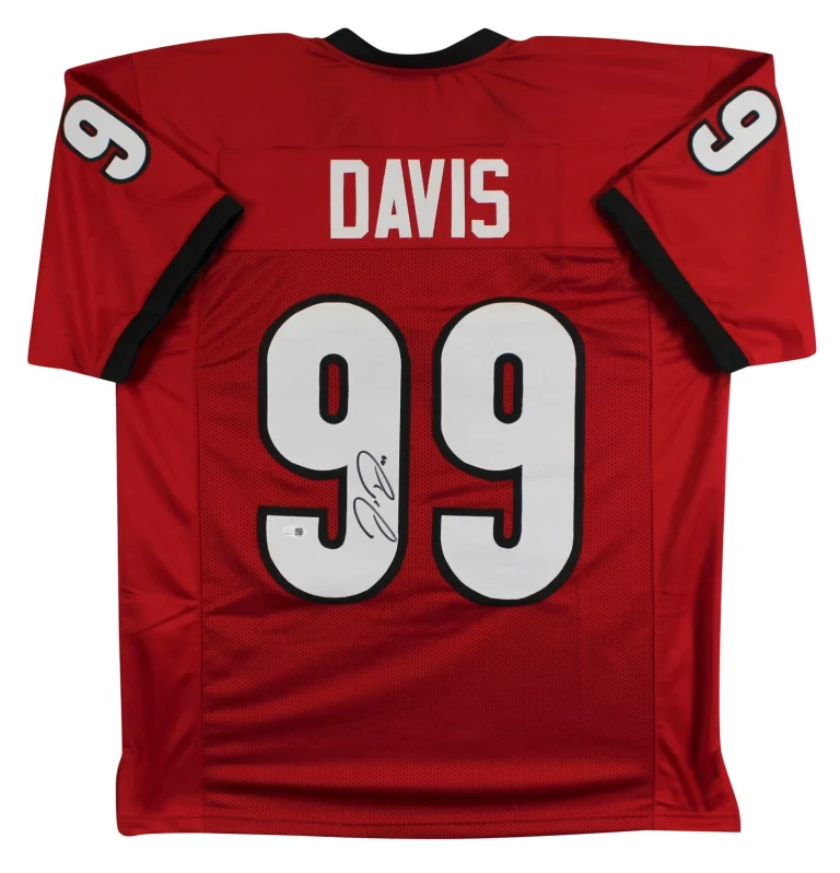 Georgia Jordan Davis Authentic Signed Red Pro Style Jersey JSA Witness 3