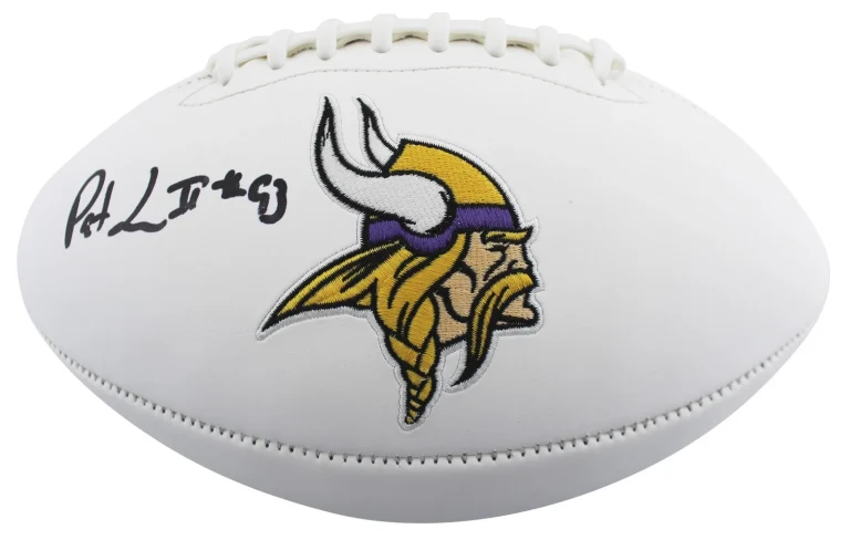 Vikings Patrick Jones Authentic Signed White Panel Logo Football BAS Witnessed