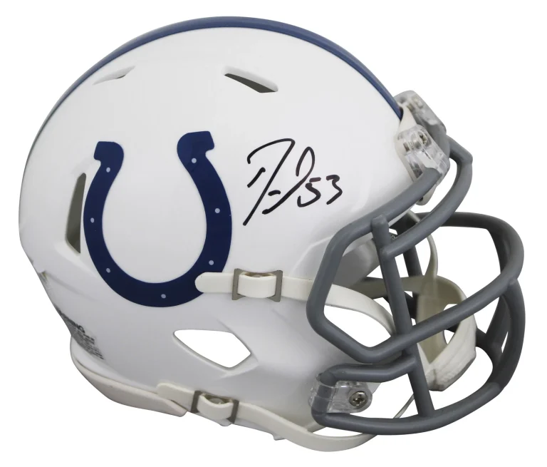 Colts Darius Leonard Authentic Signed White Speed Mini Helmet JSA Wit #WPP948765