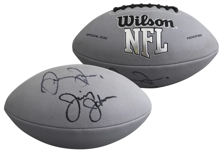 Cowboys Jerry Jones & Jimmy Johnson Signed Grey Wilson Nfl Football JSA #AN53987