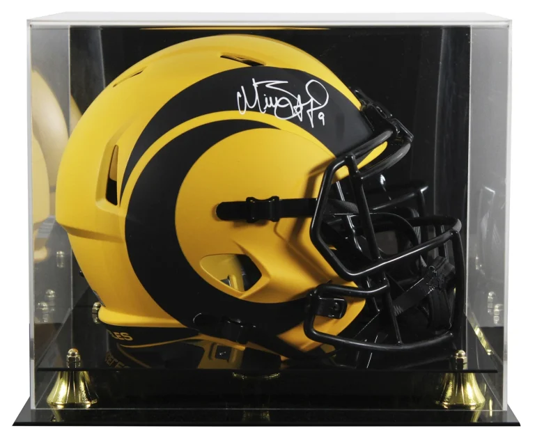 Rams Matthew Stafford Signed Rave Full Size Speed Rep Helmet W/ Case BAS Witness