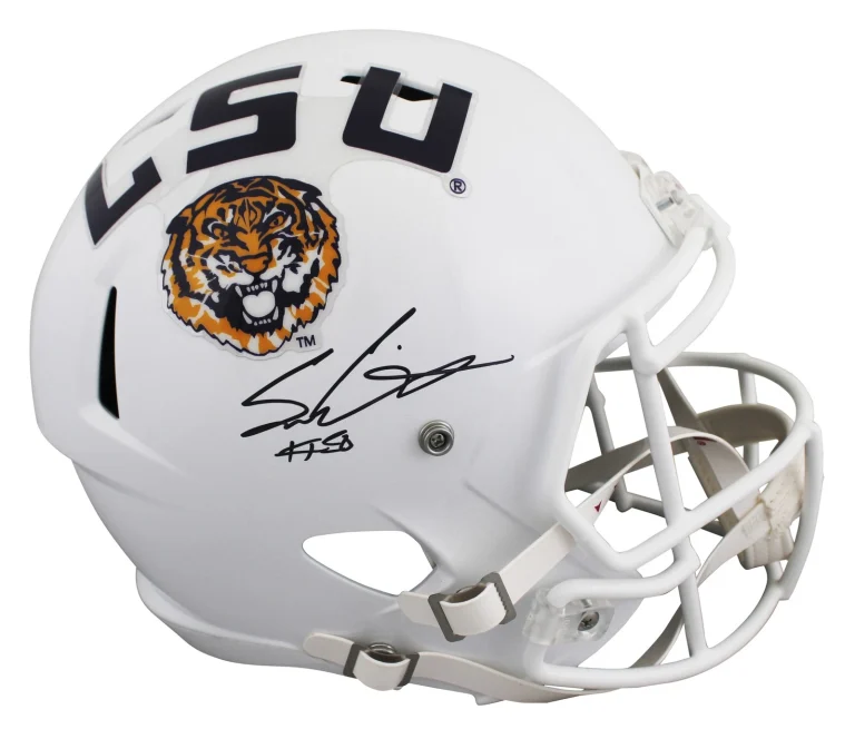 LSU Sam Leavitt Authentic Signed Full Size Speed Rep Helmet BAS Wit #2W79237