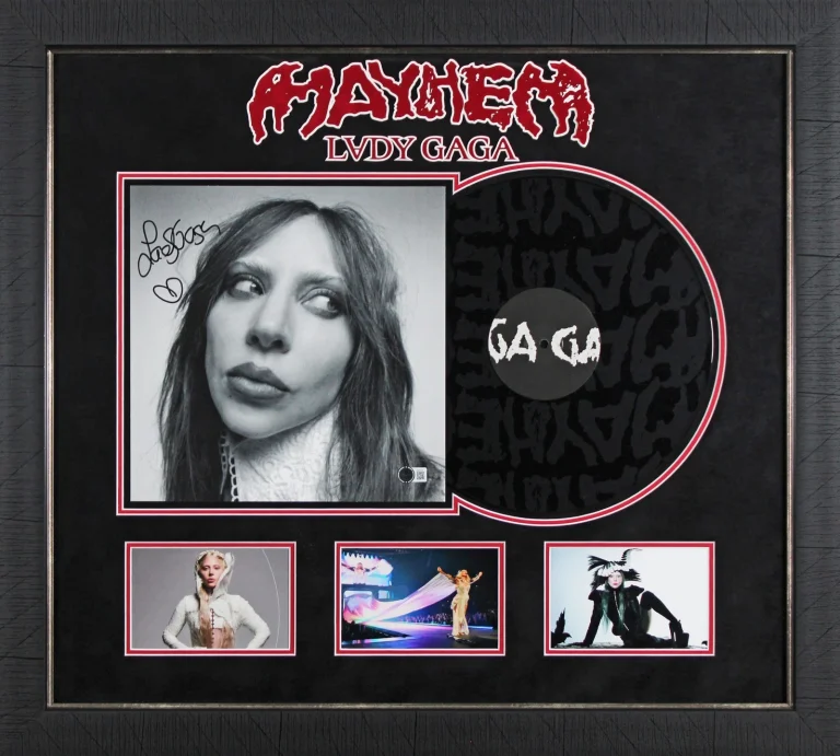 Lady Gaga Authentic Signed & Framed Mayhem Album Flat w/ Album & Vinyl BAS