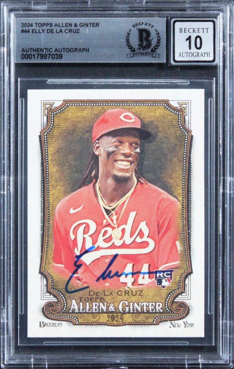Elly De La Cruz Signed 2024 Topps Allen & Ginter #44 RC Card Auto 10 BAS Slabbed